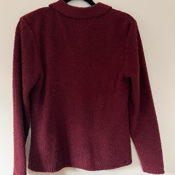 Worthington Women’s Burgundy Boucle Cardigan Polo Sweater - Medium Petite - Picture 3 of 6